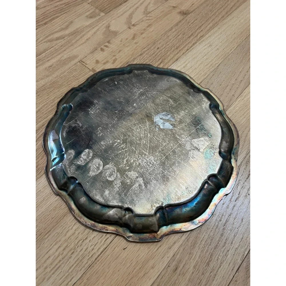 EPCA Silverplate by Poole Round Serving Tray Silver